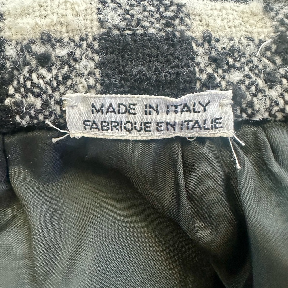 Valentino Boutique Wool Tweed Check Pencil Skirt Velvet Bow Detail Made Italy - Picture 11 of 12